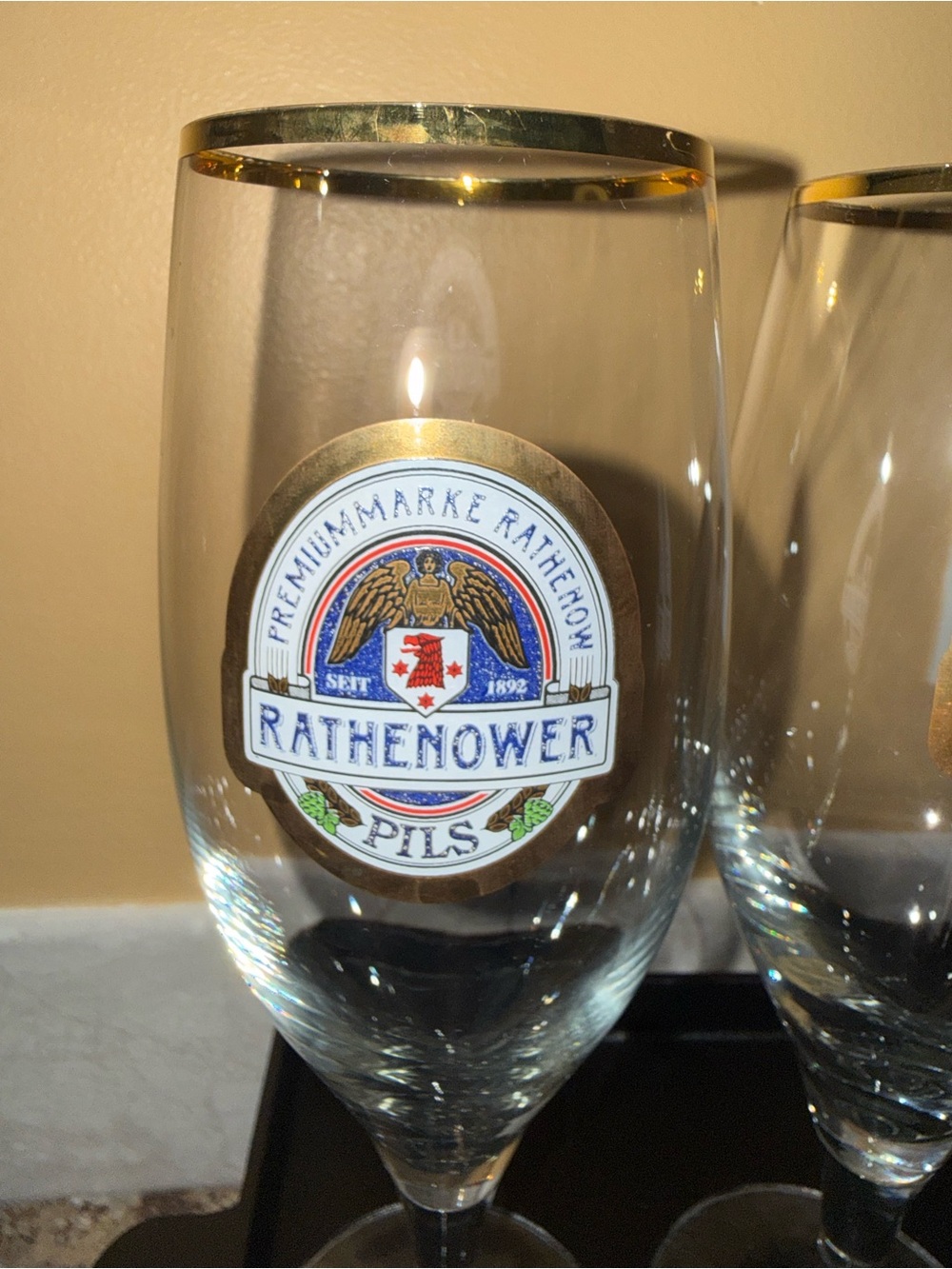 Two Vintage Pils Gold-Rimmed Pilsner Glass - Clear/Gold glasses